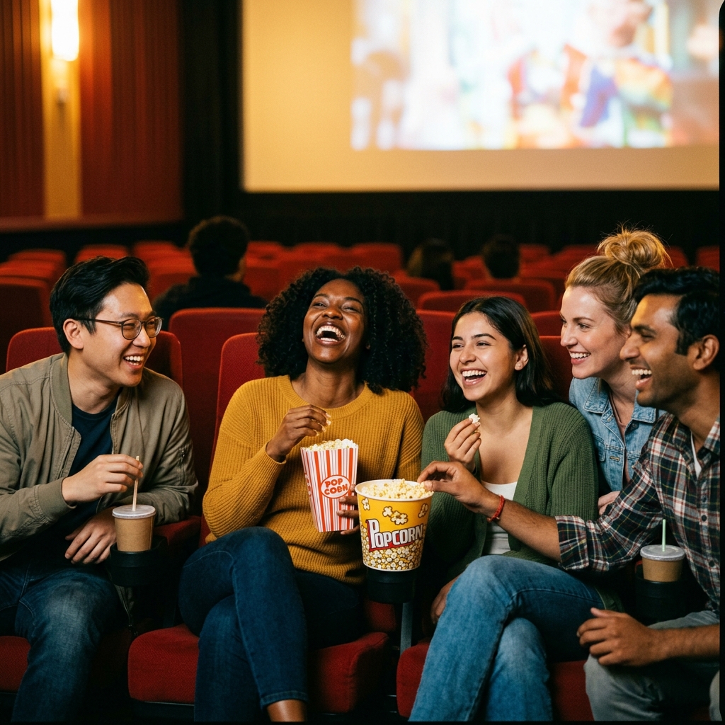 Friends watching a movie together